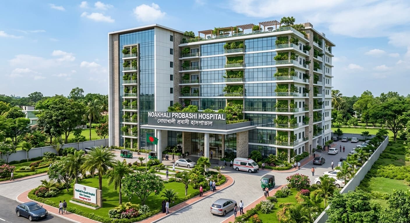 Noakhali Probashi Hospital — modern hospital building exterior